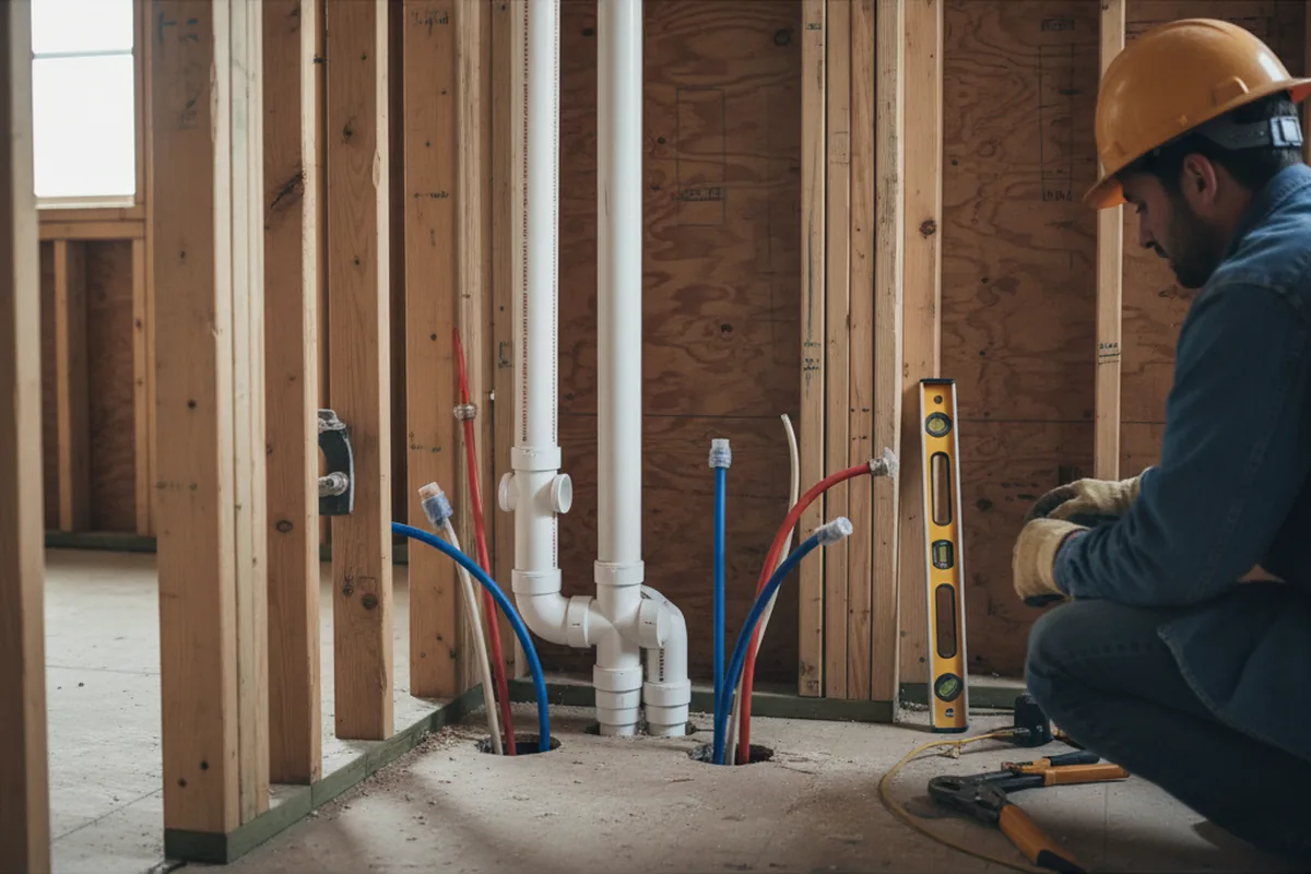 Drain and supply rough-in during Drain Cleaning in Fredonia